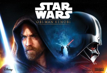 Star Wars. Obi-Wan Kenobi. Warriors battling with laser swords. Copyright and trademark Lucasfilms.