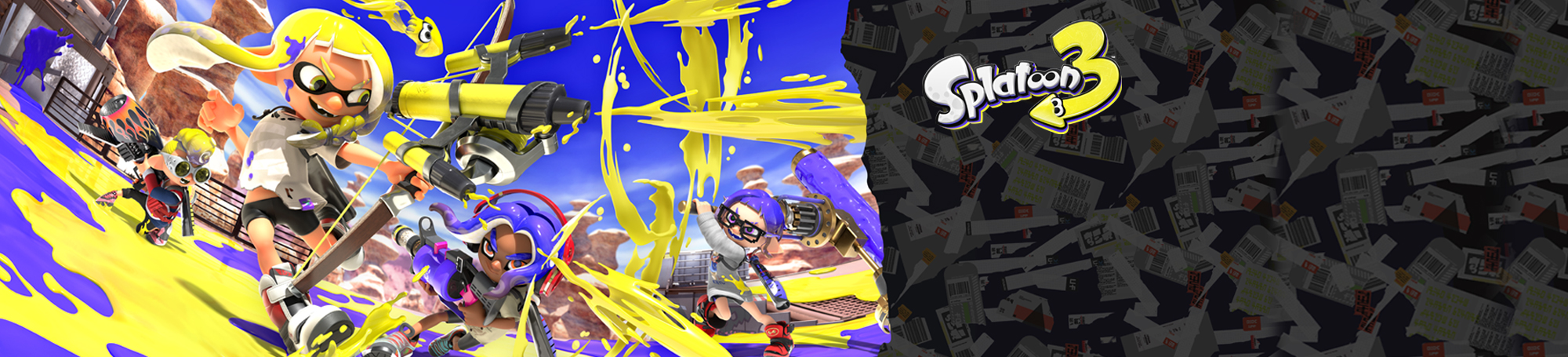 Splatoon 3. Cartoon characters spraying ink on each other.