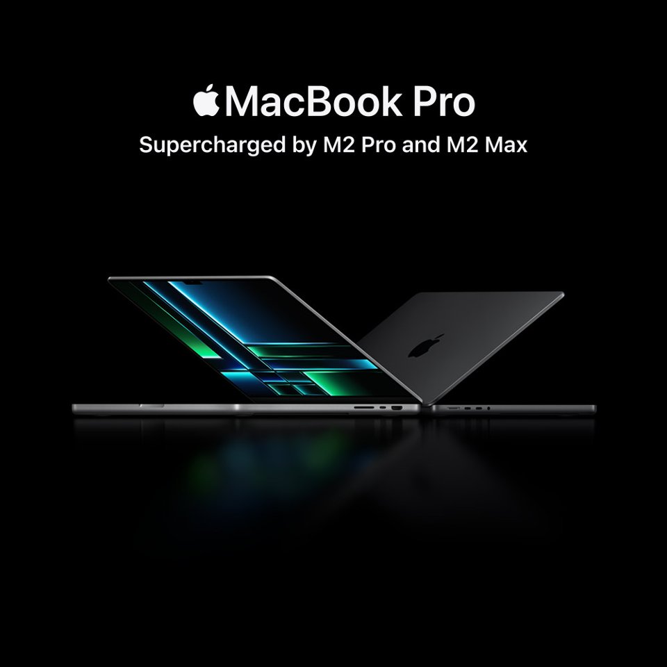 MacBook Pro. Supercharged by M2 Pro and M2 Max.