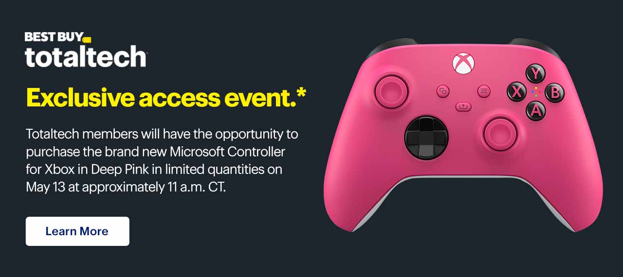 Best Buy Totaltech exclusive access event. Totaltech members will have the opportunity to purchase the brand new Microsoft Controller for Xbox in Deep Pink in limited quantities on May 13 at approximately 11 a.m. CT.Learn more. Reference disclaimer.