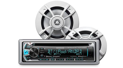 Marine stereo receiver and speakers, powersports