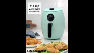 Elite Gourmet EAF-0201BL Personal 2.1 Qt. Compact Space Saving Electric Hot Air  Fryer Oil-Less Healthy Cooker, Timer & Temperature Controls, PFOA/PTFE  Free, 1000W, Quart, Mint 