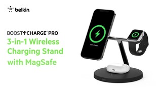 Belkin MagSafe 3-in-1 Wireless Charging Stand 2ND GEN with Faster Apple  Watch Charging- iPhone 15, 14 & 13 series & AirPods Black WIZ017ttBK - Best  Buy