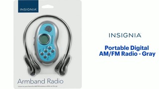 Portable Digital AM/FM Radio Gray NS-R5111A Insignia with Headphones USED☝ 