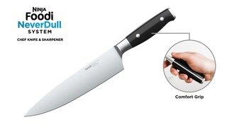 Ninja K32502 Foodi NeverDull System Chef Knife & Knife Sharpener Set  Black NEW