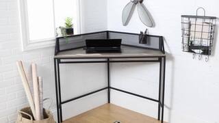 Best Buy: Walker Edison Modern Industrial Corner Computer Desk Grey ...