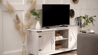 Best Buy: Walker Edison 58 Modern Farmhouse Sliding Door TV Stand for Most  TVs up to 65 Rustic White Brown BB58SBDWO