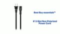 Best Buy essentials™ - 6' 2-Slot Non-Polarized Power Cord Features video 0 minutes 31 seconds