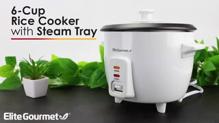 6-Cup Rice Cooker with Steam Tray [ERC-006NST] – Shop Elite Gourmet - Small  Kitchen Appliances