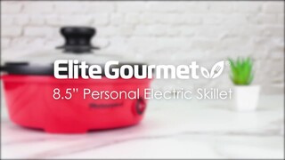 Elite Cuisine 8.5 Round Electric Skillet with Glass Lid, Red - Zars Buy