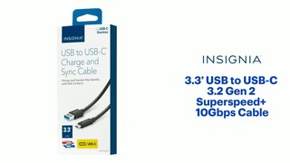 Insignia™ 3.3' USB to USB-C 3.2 Gen 2 Superspeed+ 10Gbps Cable Black  NS-PCKAC3 - Best Buy