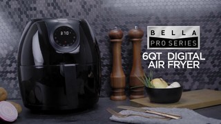 90108 Bella Pro Series - 6-qt. Analog Air Fryer - Black Matte