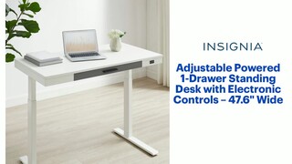 Insignia - Adjustable Powered 1-Drawer Standing Desk with Electronic Controls – 47.6 Wide - White