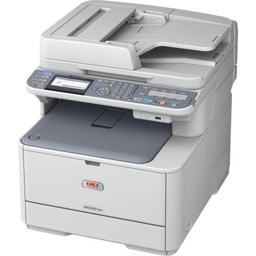 Front Standard. Oki - LED Multifunction Printer - Color - Plain Paper Print - Desktop.