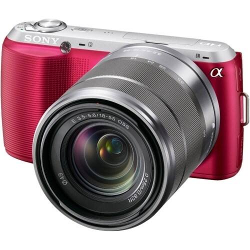 Sony - Alpha NEX-C3 16.2 Megapixel Camera (Body with Lens Kit) - 18 mm - 55 mm - Pink-Front_Standard 