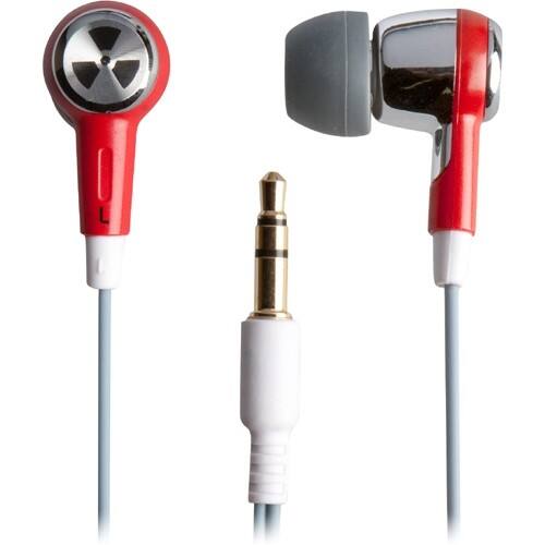 Front Standard. ifrogz - EarPollution Ozone Binaural Earphone - Red, Silver.
