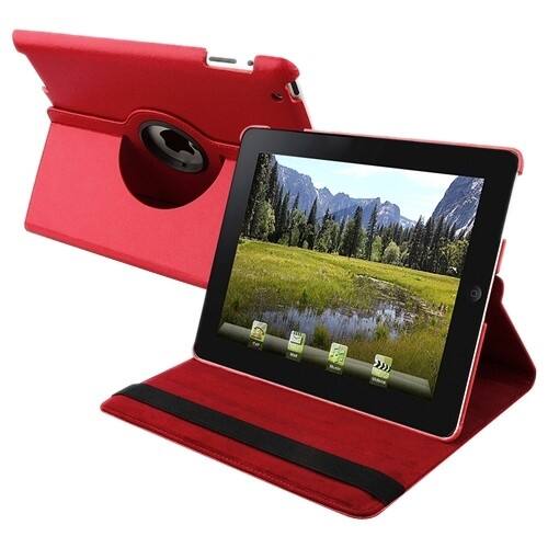 Front Standard. eForCity - 360-degree Swivel Leather Case Compatible With Apple iPad 2 - Red.