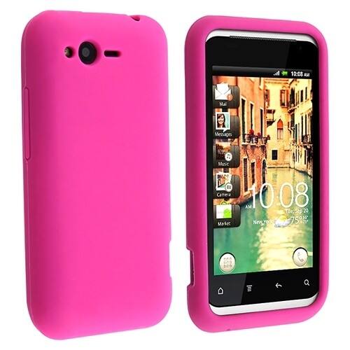 Front Standard. eForCity - Silicone Skin Case Compatible With HTC Rhyme - Hot Pink.