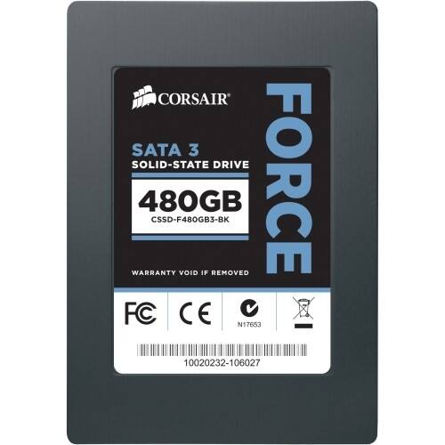 Front Standard. Corsair - Force 3 480 GB 2.5" Internal Solid State Drive.
