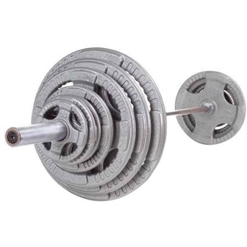 Front Standard. Body-Solid - Weight Plate Set - Chrome, Gray.