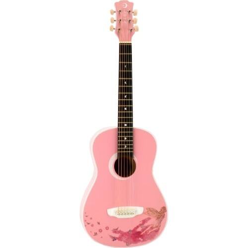 Front Standard. Luna Guitar - Aurora Acoustic Guitar - Cotton Candy Pink.