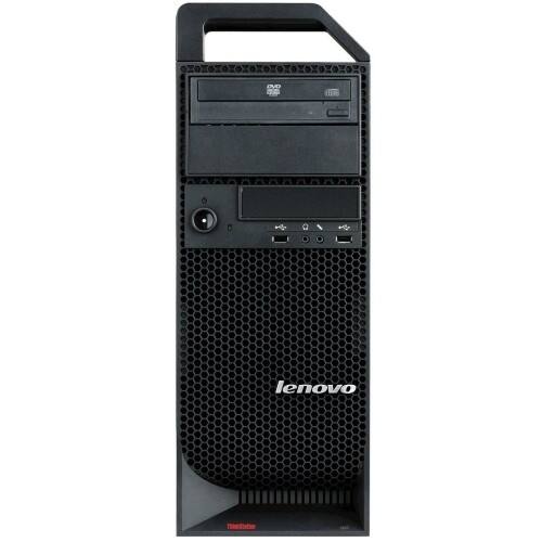 Front Standard. Lenovo - ThinkStation Tower Workstation - Raven Black.