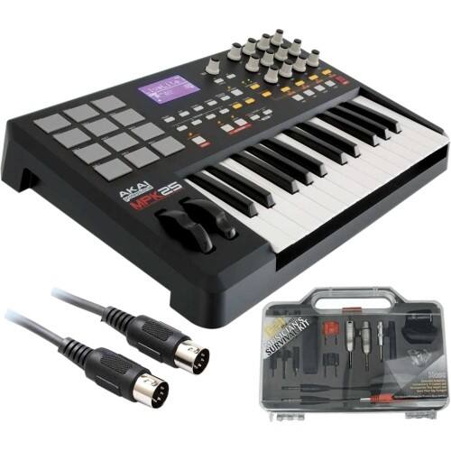 Front Standard. Akai - MPK25 25 Key Portable Keyboard Controller Kit.