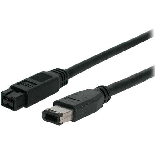 Front Standard. Startech - 1 ft IEEE-1394 Firewire Cable 9-6 M/M - Black.