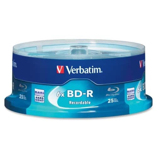 Verbatim - Blu-ray Recordable Media - BD-R - 6x - 25 GB - 25 Pack Spindle - Larger Front