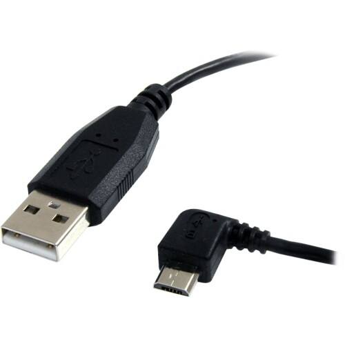 Front Standard. Startech - 3 ft Micro USB Cable - A to Left Angle Micro B - Black.