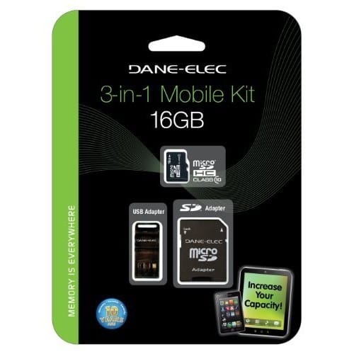 Front Standard. Dane-Elec - DA-3IN1C1016G-R 16 GB MicroSD High Capacity (microSDHC) - 1 Card.