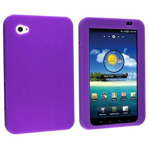 Front Standard. eForCity - Silicone Skin Case Compatible With Samsung Galaxy Tab P1000, Dark - Dark Purple.