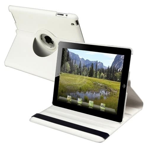 Front Standard. eForCity - 360-degree Swivel Leather Case Compatible With Apple iPad 2 - White.