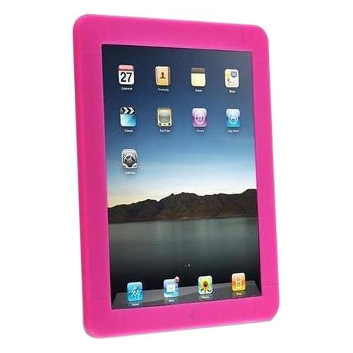 Front Standard. Fosmon - Translucent Silicone Protective Case For Apple iPad - Hot Pink.