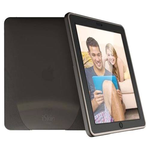 Front Standard. iSkin - Translucent Duo Nighthawk Silicone Carrying Case Skin for Apple iPad - Black Nighthawk.
