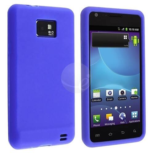 Front Standard. eForCity - Silicone Skin Case Compatible With Samsung Galaxy S II AT & T i777 - Blue.