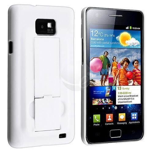 Front Standard. eForCity - Snap-on Rubber Coated Case Cover w/ Stand Compatible With Samsung Galaxy S II i9100 - White.