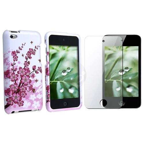 Front Standard. eForCity - Spring Flowers Phone Cover and Screen Shield Bundle For iPod Touch (4Th Generation).