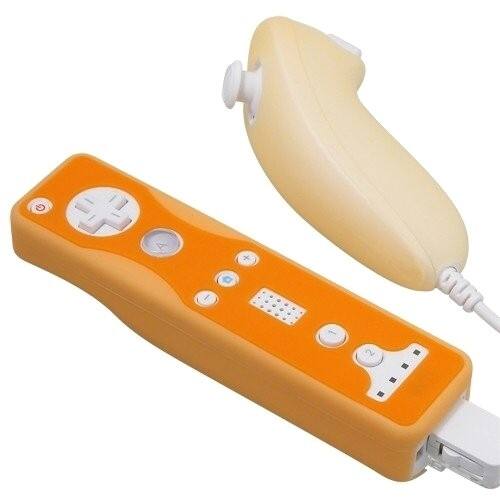 Front Standard. Fosmon - TwoTone Silicone Case For Nintendo Wii Remote and Nunchuk - Orange.