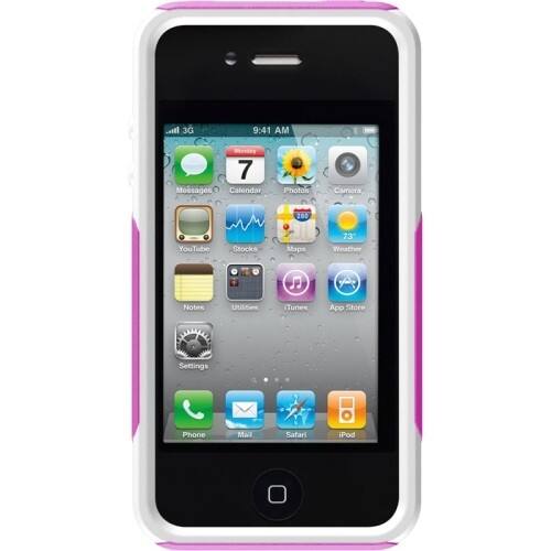 Front Standard. Otterbox - Commuter APL4-I4XXX-B7-E4OTR Skin for Apple iPhone 4 - Purple, White.