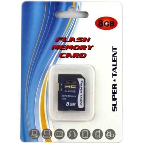 Front Standard. Super Talent - 8 GB Secure Digital High Capacity (SDHC) - 1 Card.