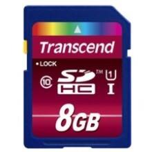 Front Large. Transcend - 8 GB Secure Digital High Capacity (SDHC) - 1 Card/1 Pack.