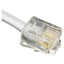 Front Large. ICC - Line Cord, 6P4C, Pin 2-5, 25 Ft - Clear Connector, Satin Silver.