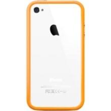 Front Large. Fosmon - Translucent TPU Bumper Case for Apple iPhone 4 - Orange.