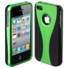 Front Large. Cimo - Hard Slim-Fit Bumper Case for Apple iPhone 4 / 4S (AT&T, Sprint, Verizon) - Green.