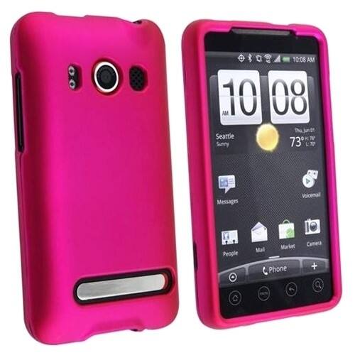 Front Standard. Fosmon - Rubberized Protective Case for HTC EVO 4G - Hot Pink.