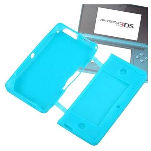 Front Standard. Fosmon - Soft Silicone Carrying Case Skin Protector for Nintendo 3DS - Blue.
