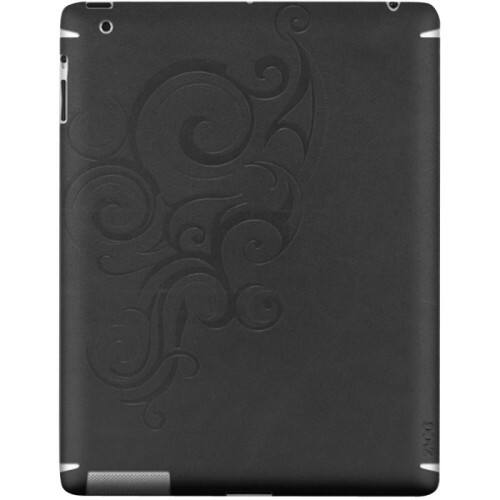 Front Standard. Wireless Xcessories - ZAGGfolio Apple iPad 3 LEATHERskin Case only, Embossed - Black.