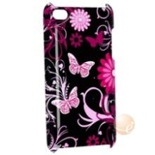 Front Large. eForCity - Flower Butterfly Snap On Case+Colorful Diamond Screen Protector Compatible With Apple iPod touch 4.