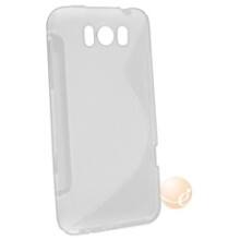 Front Large. eForCity - TPU Rubber Skin Case Cover Compatible With HTC Titan, S Shape - Clear White.